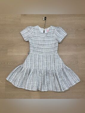 Zoe Ltd White Dress with Black and Gold Stripe Details